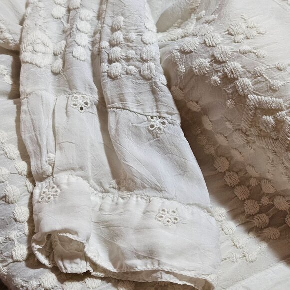 Johnny WAS Ivory Embroidered Lace Kimono With Slip BOHO Beach Wedding Dress - Picture 8 of 16